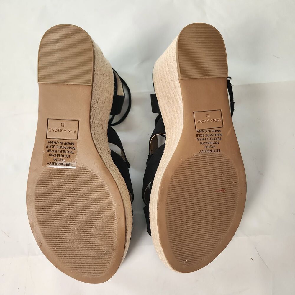Sun + Stone Black Tiinsley Strappy Espadrille Platform Wedge Sandal 10 NWT - Picture 7 of 7